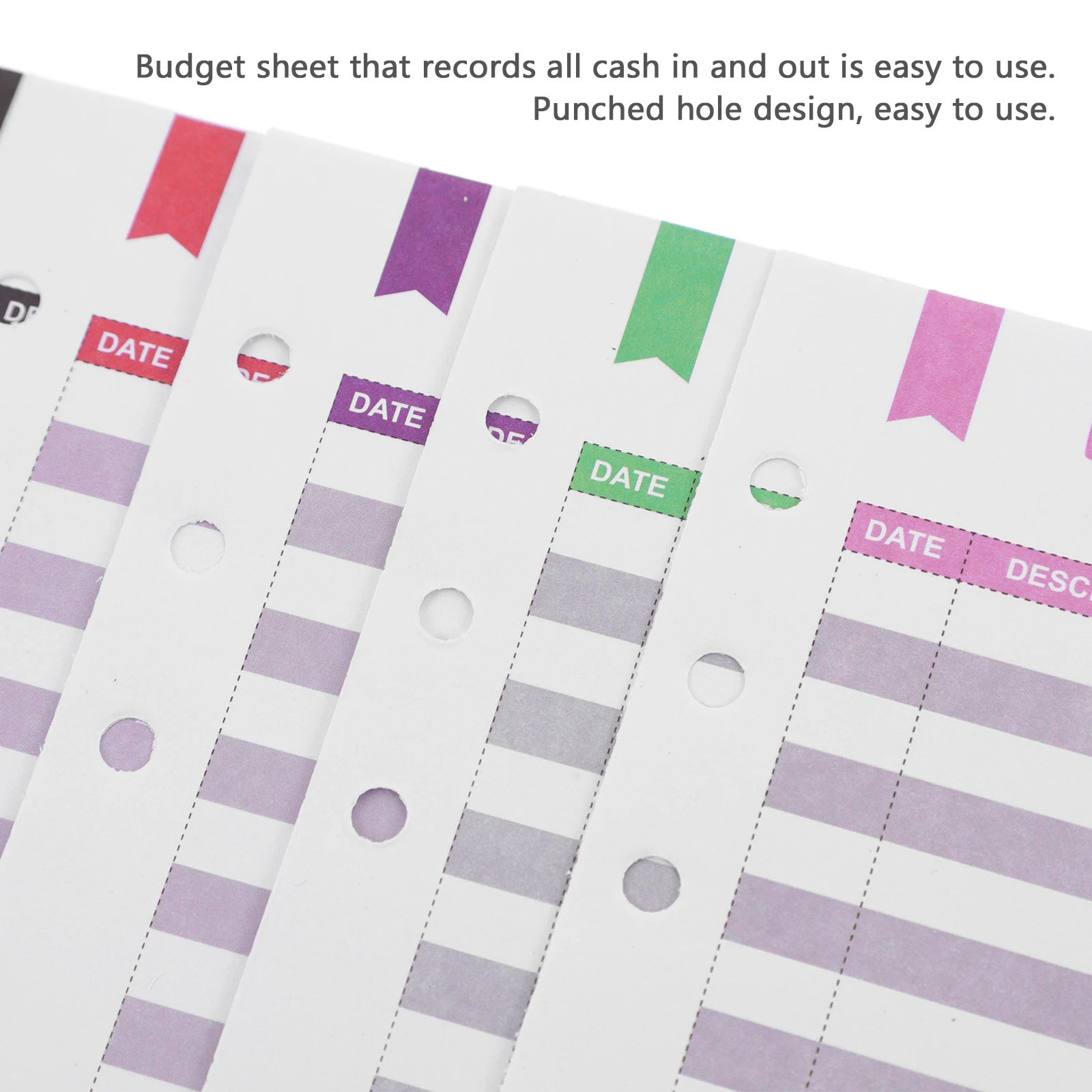 

Envelope Replacement Sheets Expense Tracker Cash Binder Refills Punch Hole Design Daily Budget Paper Office Supplies