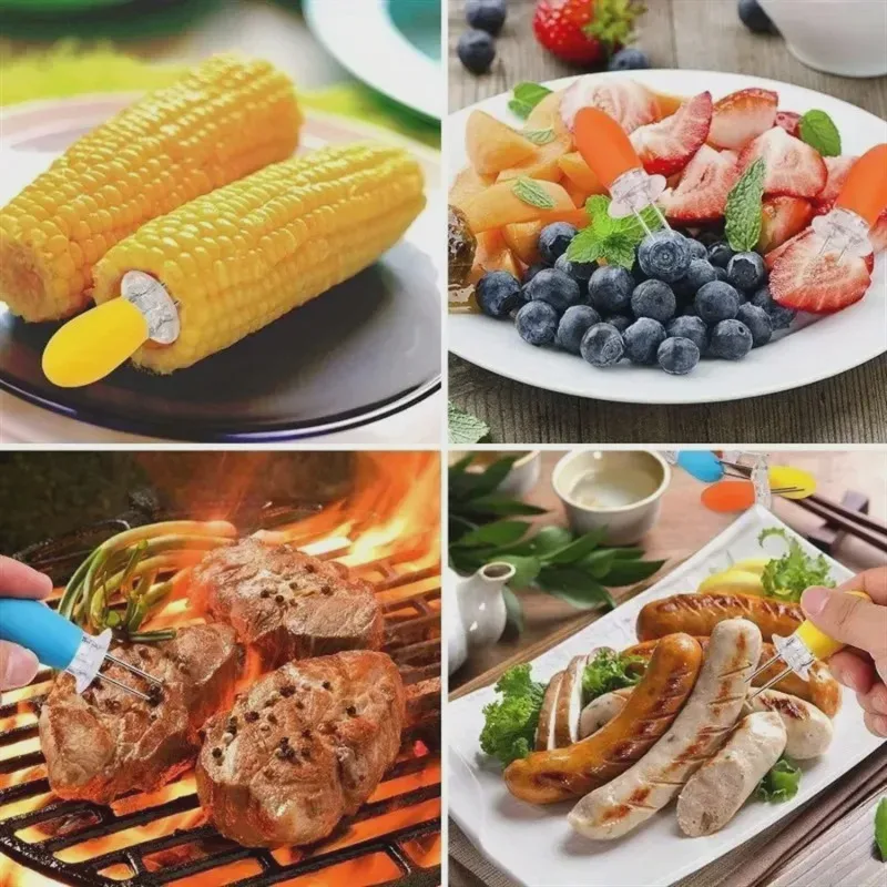 1Pair Corn Holder, Stainless Steel Corn Cob Holders Corn on The Cob Skewers, for Home Cooking BBQ Parties Camping