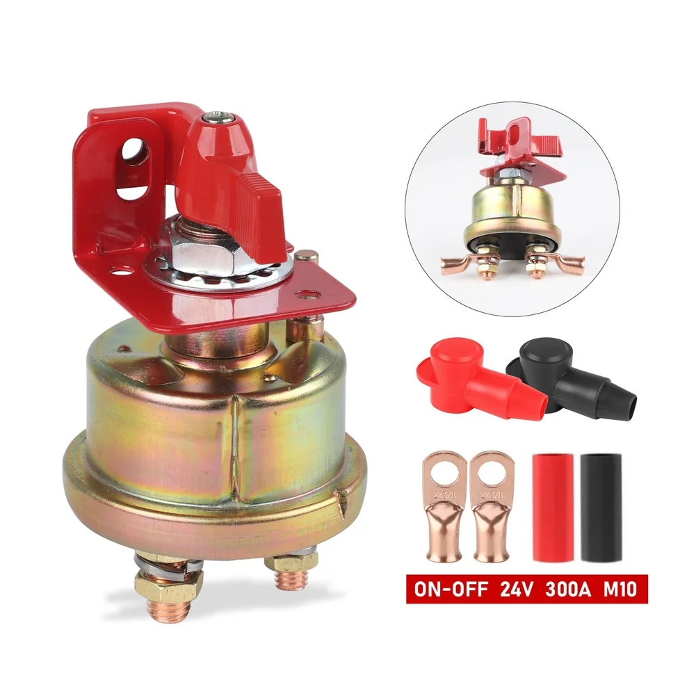 

DC 24V 300A Battery Isolator Switch with Two 3/8in Copper Terminals for RV Boat Truck Trailer and Off Road Vehicle