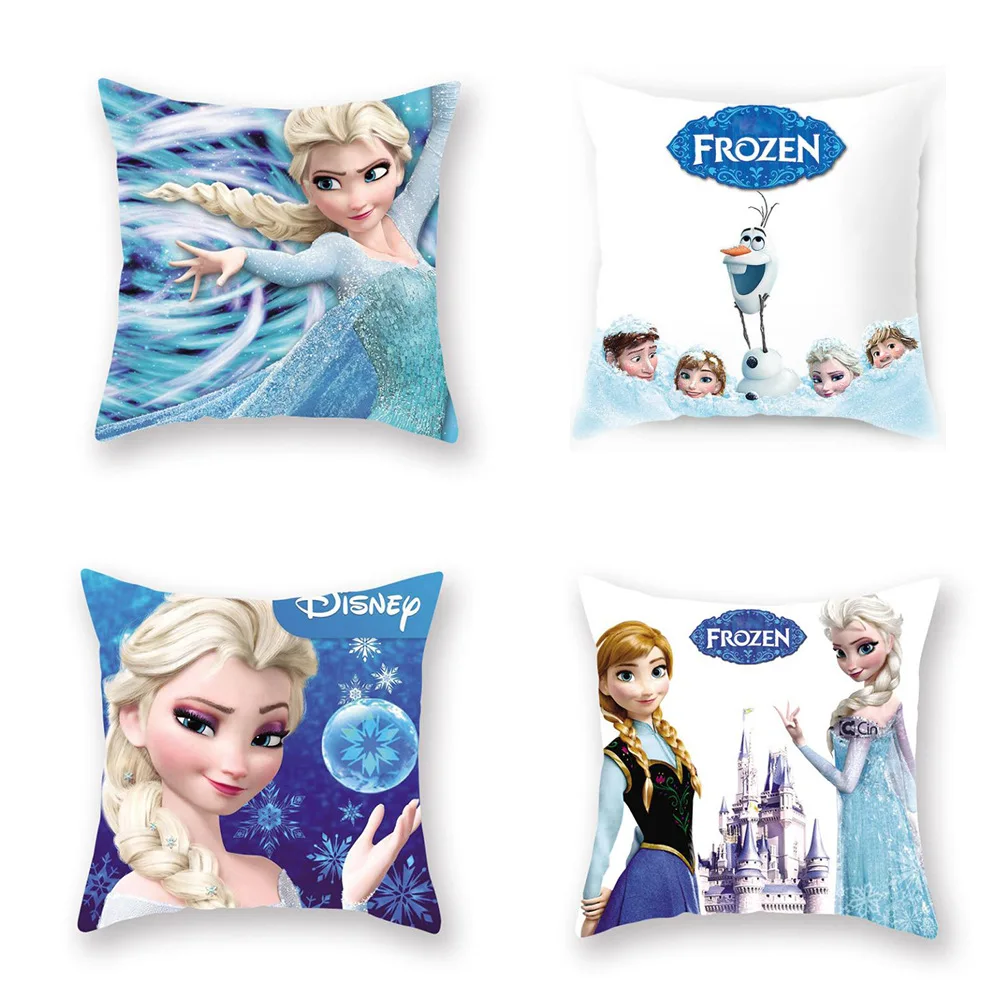 Disney-Frozen Princesa Anime Fronha, Capa de Almofada Curta de Pelúcia, Figuras de Ação, Elsa, Anna, Casa, Sofá, Presentes Decorativos