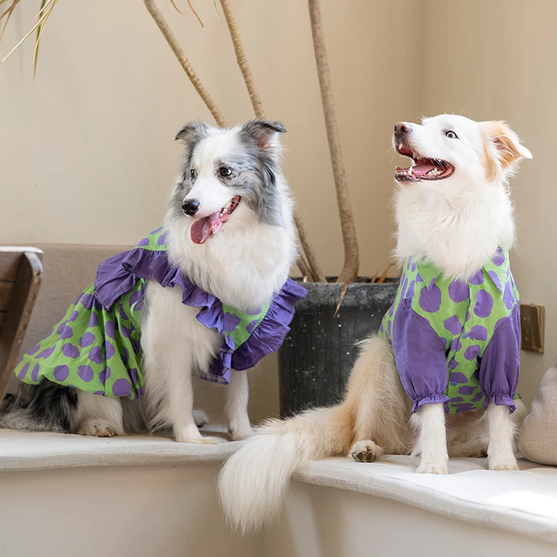 

Spring Large Dog Floral Skirt Summer Media Big Dog Laciness Dress for Husky Labrador Golden Retriever Border Collie
