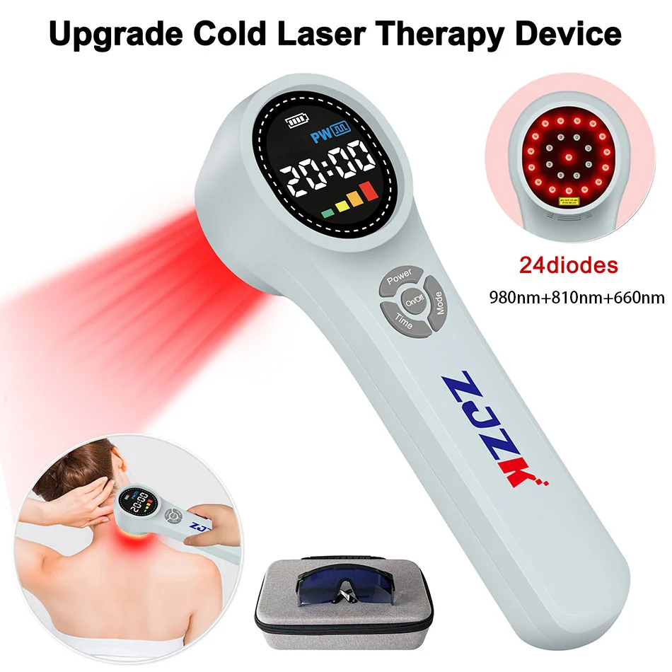 1760mW Low Level Cold Laser Physiotherapy Knee Therapy Device for Body Pain Relief With 4X980nm 4X810nm 16X660nm 24 Diodes