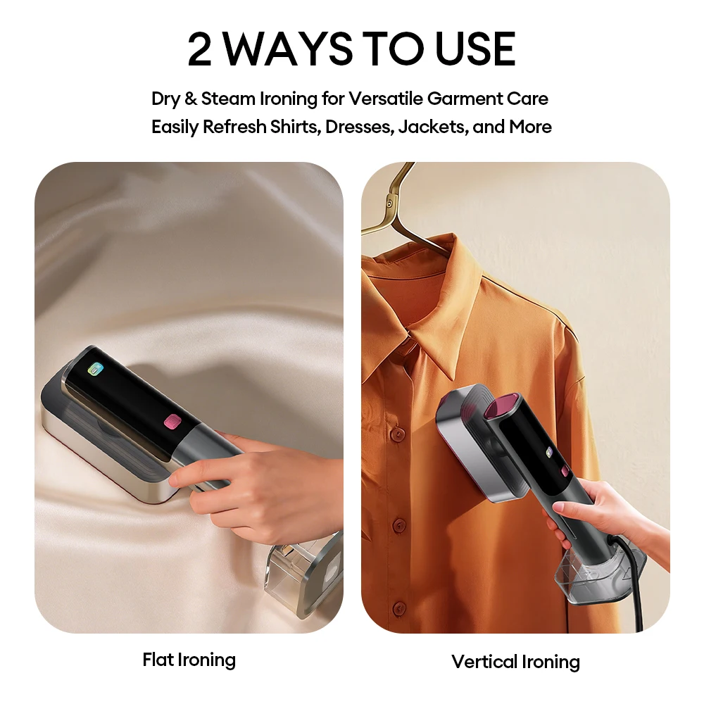Tragbarer Handdampfer für Kleidung, schnelle Aufheizung, rotierender Kopf, Trocken- und Dampfbügeleisen für Hemden, Kleider, Jacken, Zuhause und Reisen – Detail 6