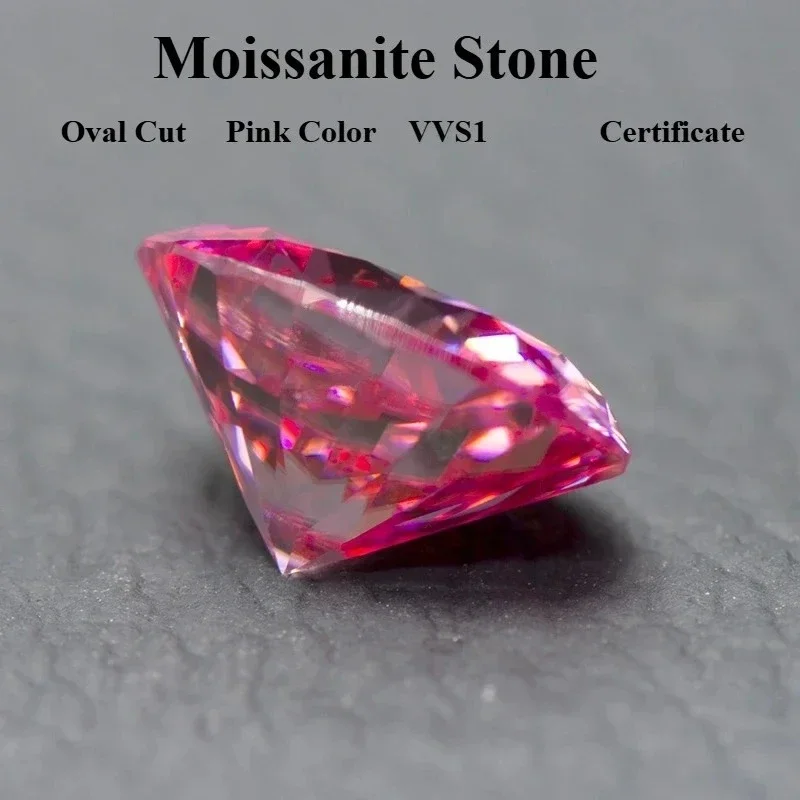 Moissanit-Stein Ovaler Schliff Rosa Farbe VVS1 Hochwertige DIY-Charms Schmuckherstellung Hauptmaterialien mit Zertifikat – Detail 4