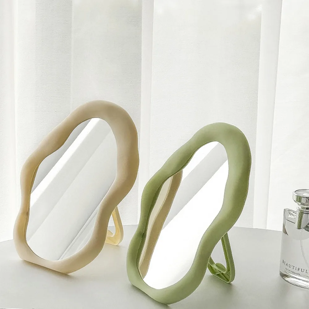 1PC Cream Style Makeup Mirror Decorative Irregular Simple Standing Dresser Mirror Cloud Shaped French Hairdressing Wall Mirror