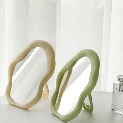 1PC Cream Style Makeup Mirror Decorative Irregular Simple Standing Dresser Mirror Cloud Shaped French Hairdressing Wall Mirror
