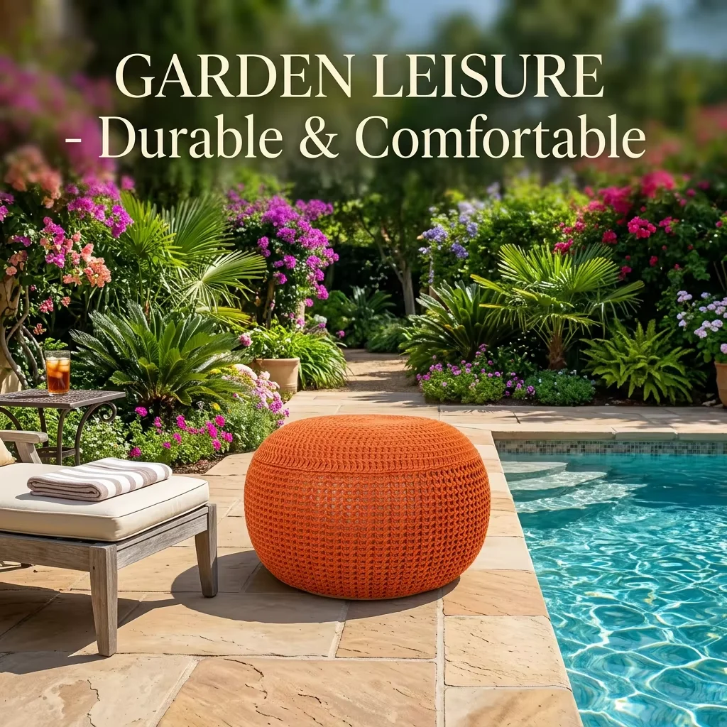 Knitted polyester modern style foldable cushion stool, detachable cover, adjustable, soft, multifunctional, stackable