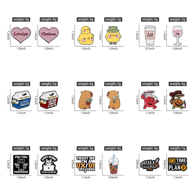 Cartoon Animals 2Pcs/Sets Enamel Pin Creative Capybara Ducks Alpacas Halloween Ghosts Metal Brooch Lapel Badge Wholesale Jewelry