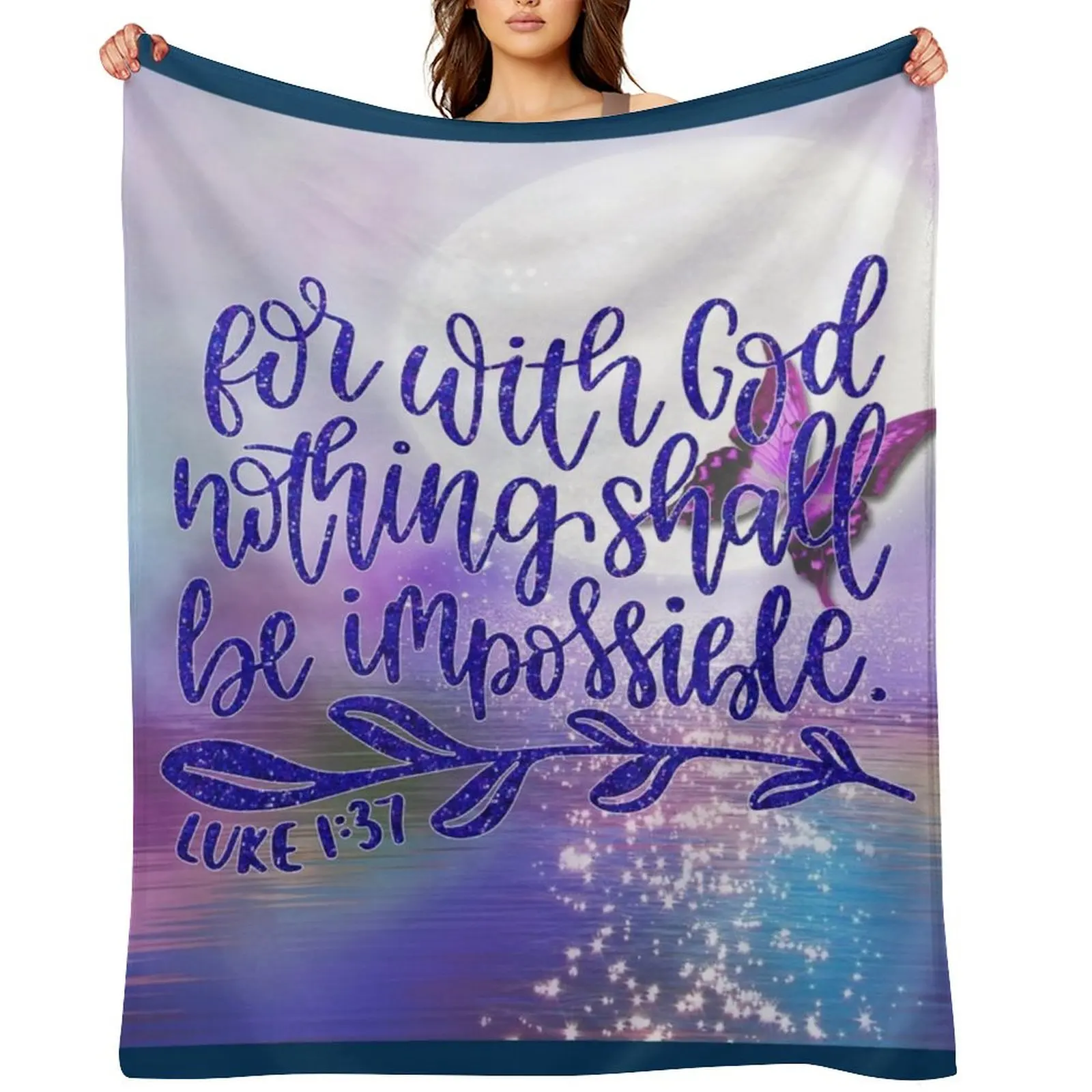 

With God Nothing is Impossible.Luke Scripture Bible Throw Blanket sofa bed Custom Large Blankets