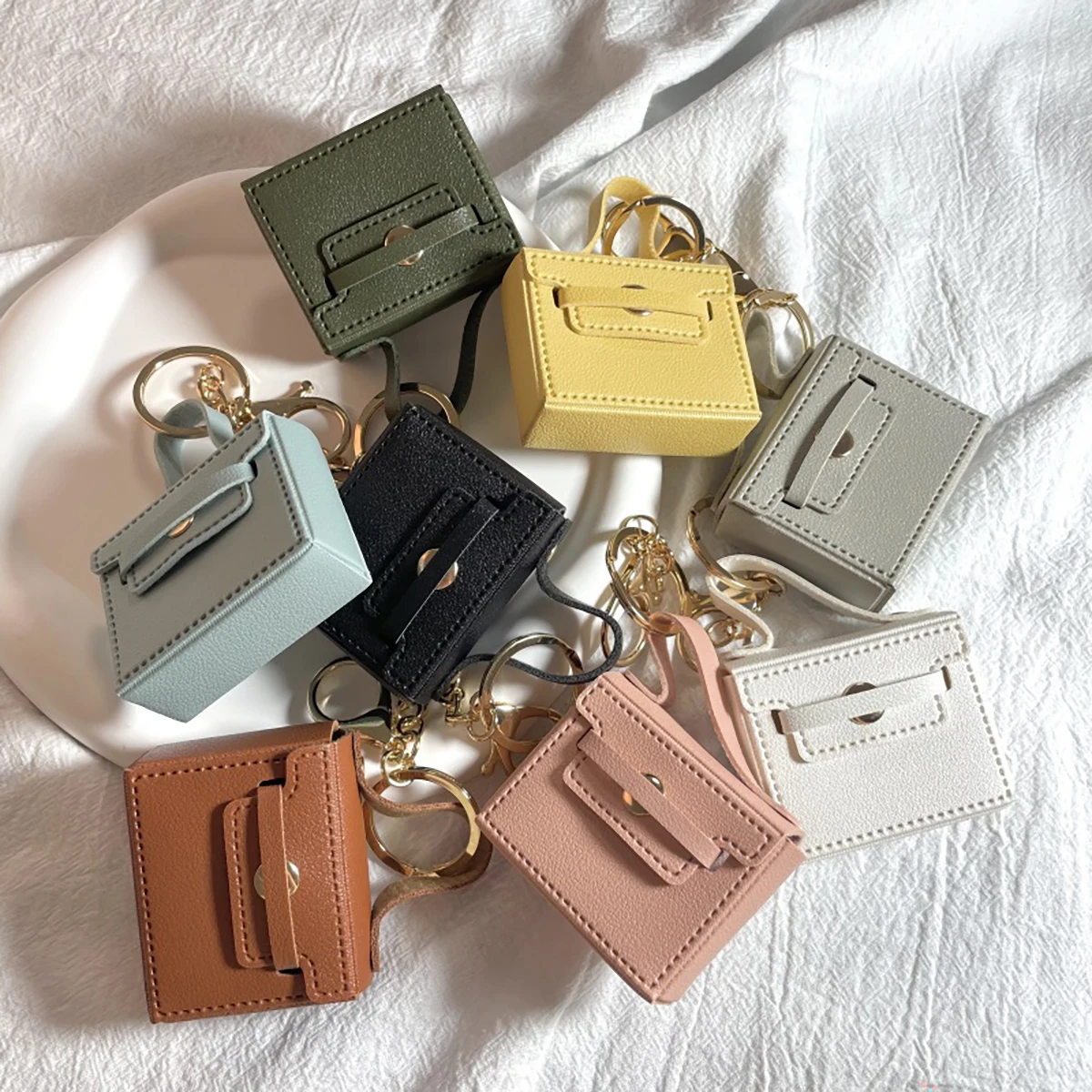 Mini Schlüsselbund Nette Candy Farbe Kleine Quadratische Tasche Anhänger Kreative Kawaii Auto Dekoration Tasche Zubehör Großhandel