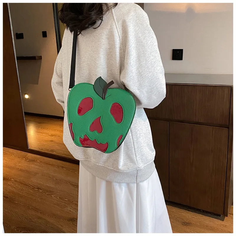 Bolso de hombro con esqueleto temático de Halloween para mujer, tendencia de personalidad, manzana podrida, Color contrastante, oblicuo, novedad de 2024