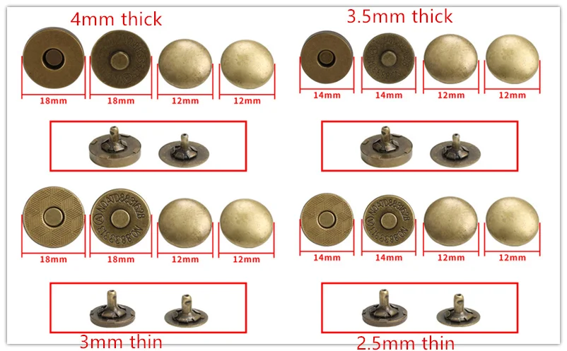 Thin Magnetic Snaps Purse Double Rivet Closures Round Clasp Stud handbag snap buttons Craft Accessories Wallet Accessories 14m – Detail 3