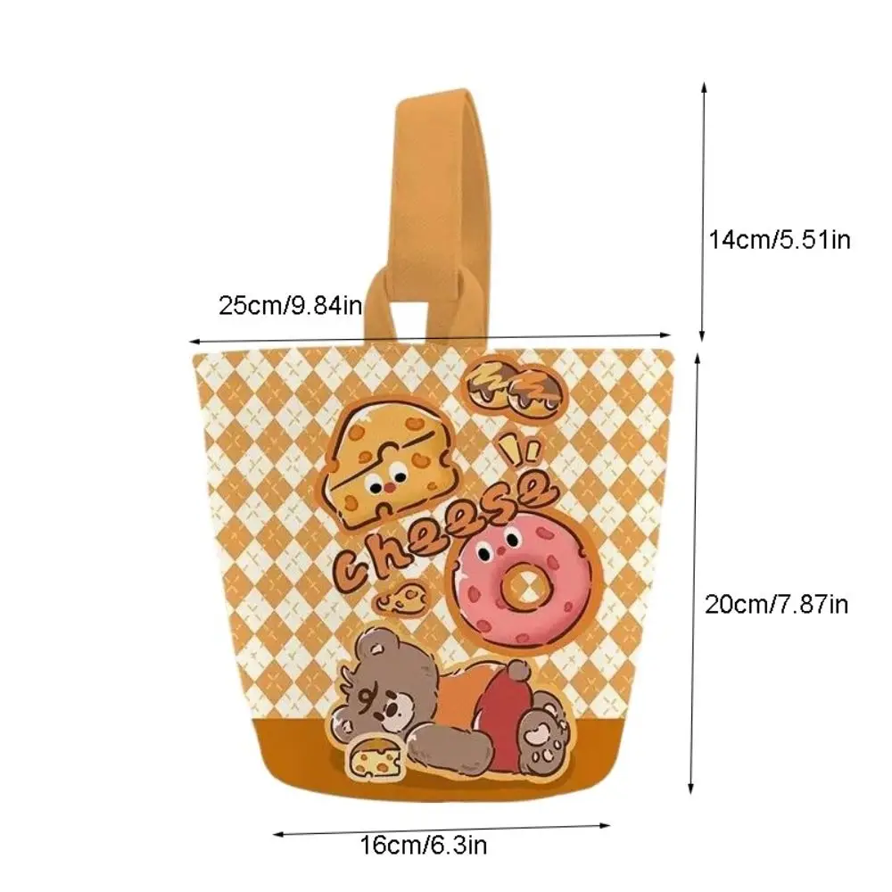 Large Capacity Cartoon Canvas Bag Elegant Korean Style Cartoon Canvas Bucket Bag Shoulder Bag Tote Bag Canvas Handbag Student