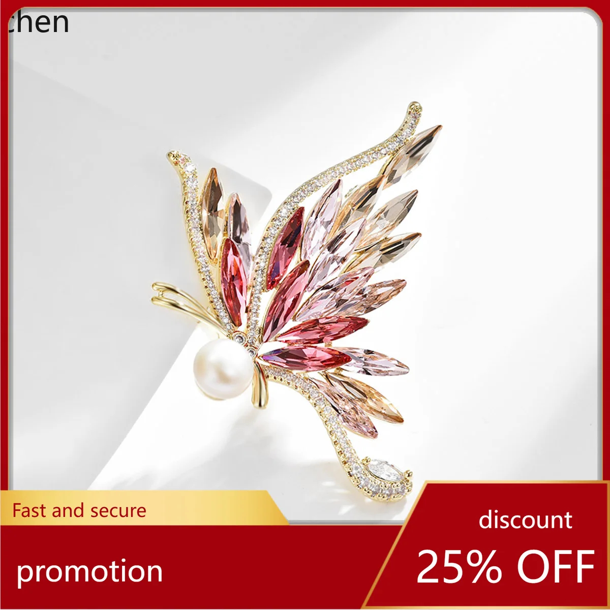 

ZML Crystal Gradient Butterfly Brooch Elegant and Versatile Corsage Accessory for Women