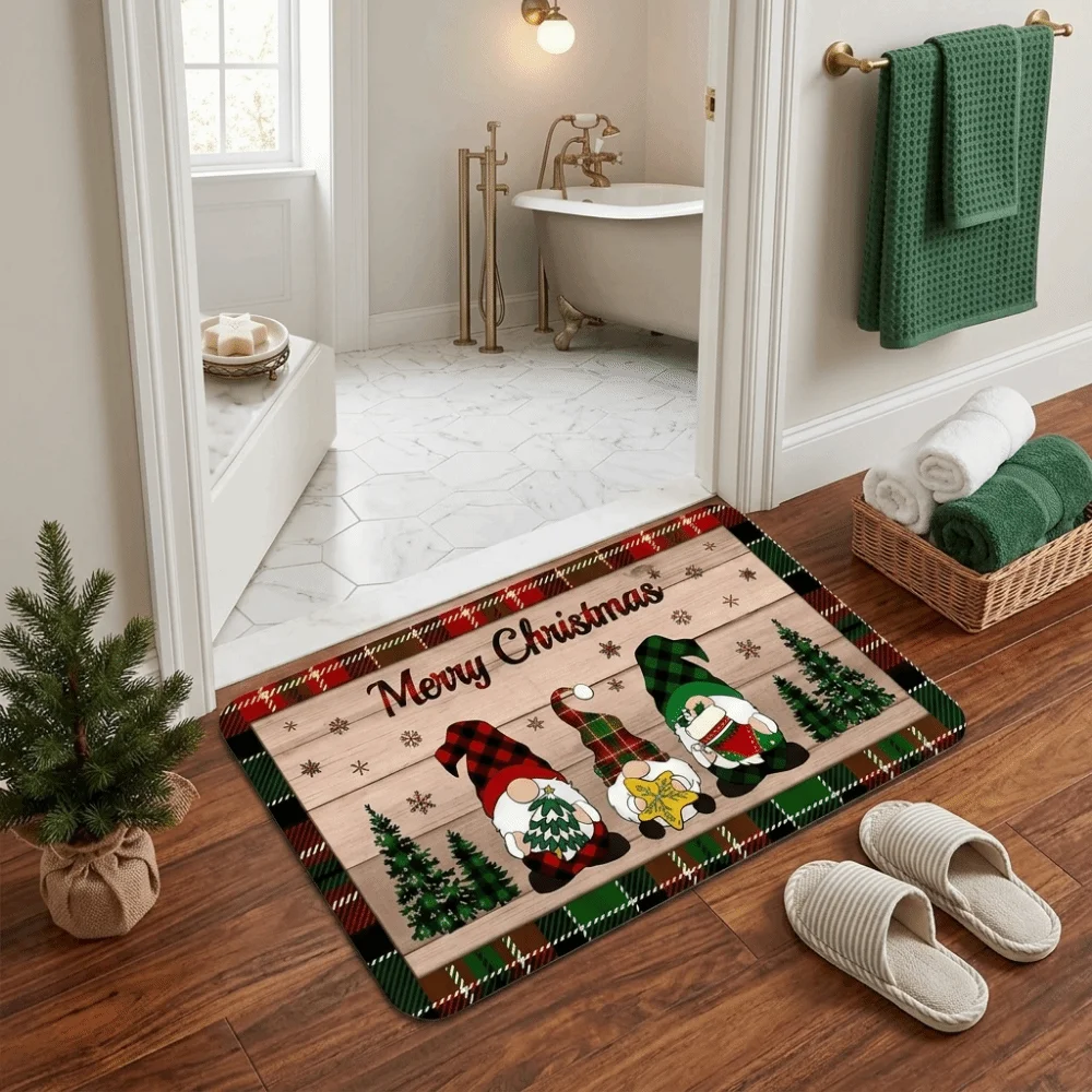 Christmas Theme Non Slip Door Mat Soft Touch Durable Christmas Rug Hallway Carpet Hallways