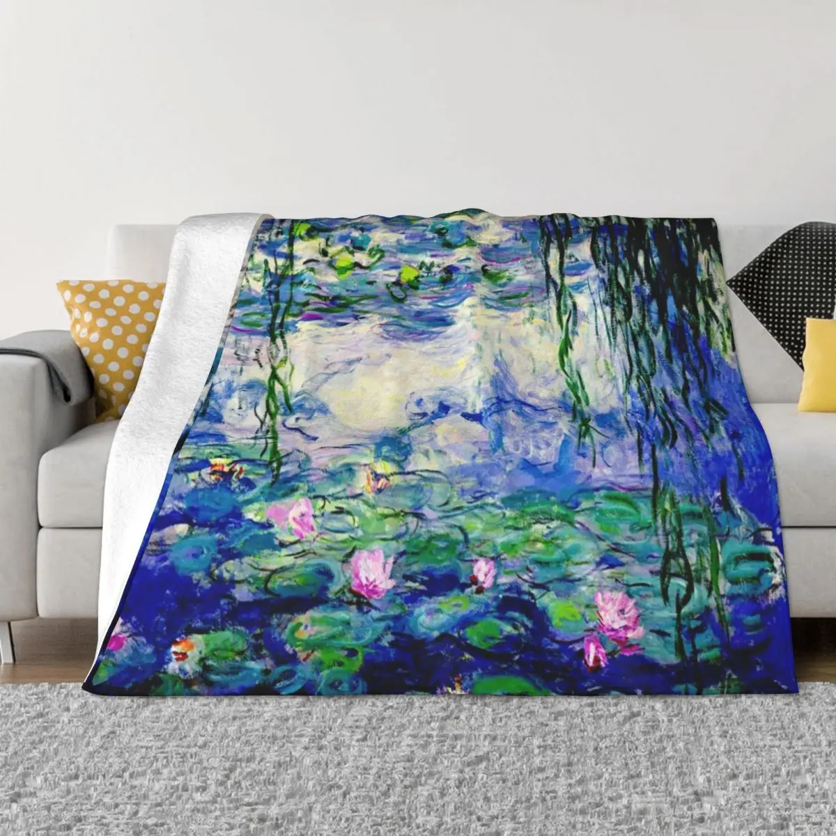 Claude Monet Water Lilies Landscape of Water and Reflection Throw Blanket Summer Blanket Luxury Throw Blanket Thin Blanket