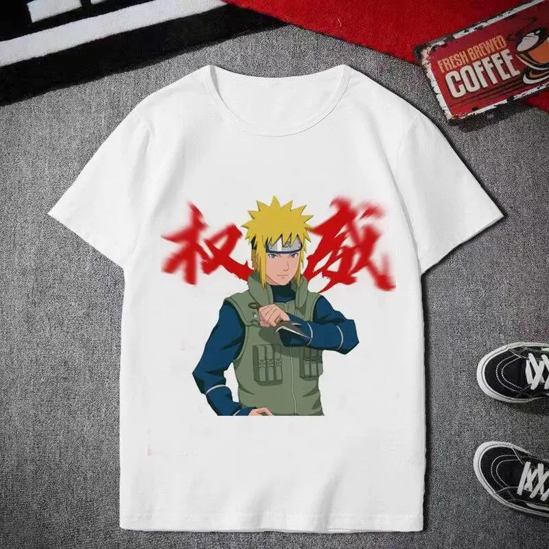 

Детская футболка из чистого хлопка, модная брендовая футболка с мультяшным принтом в стиле Наруто, повседневная рубашка с круглым вырезом и короткими рукавами для родителей и детей