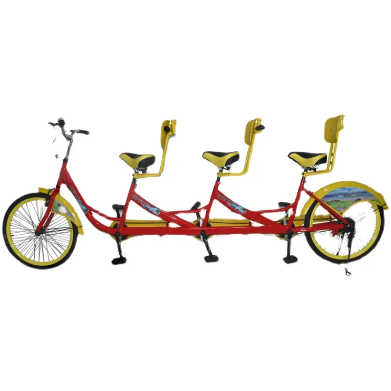 New 24-Inch Parent-Child Three-Man Tandem Bike Family Travel Attractions Rental with Children