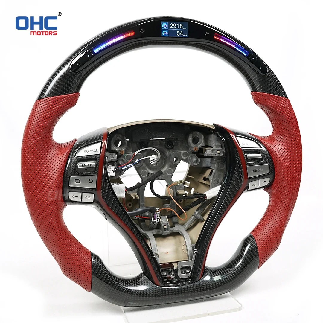 OHC Motors مخصص 100% ألياف الكربون الحقيقية تضيء LED عجلة قيادة السباق متوافقة مع نيسان ألتيما 2013-2018 روج