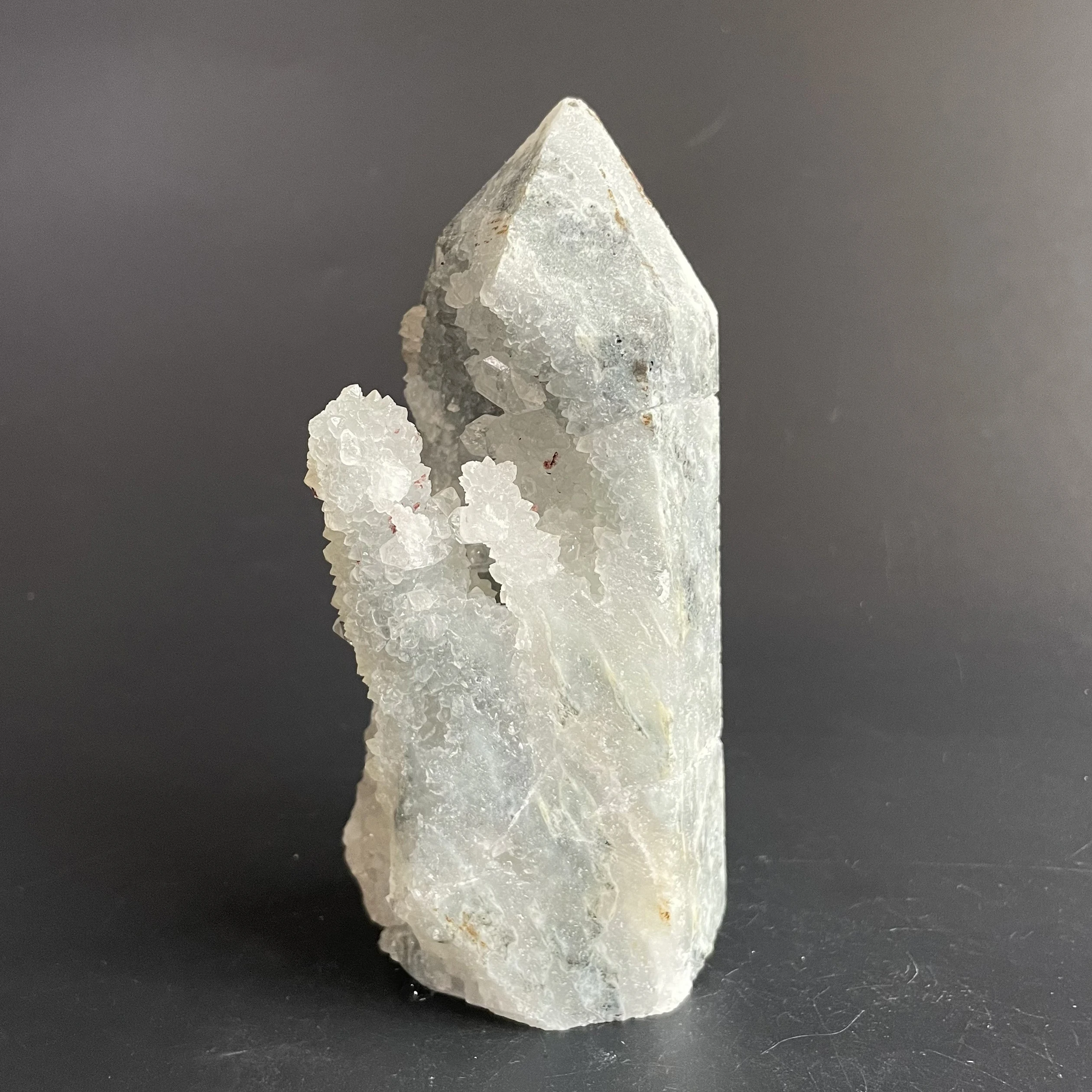 

371g Natural Stone Agate Geode Tower Crystal Cluster Wand Quartz Point Decor Polished Obelisk Divination Healing Gift Reiki B734