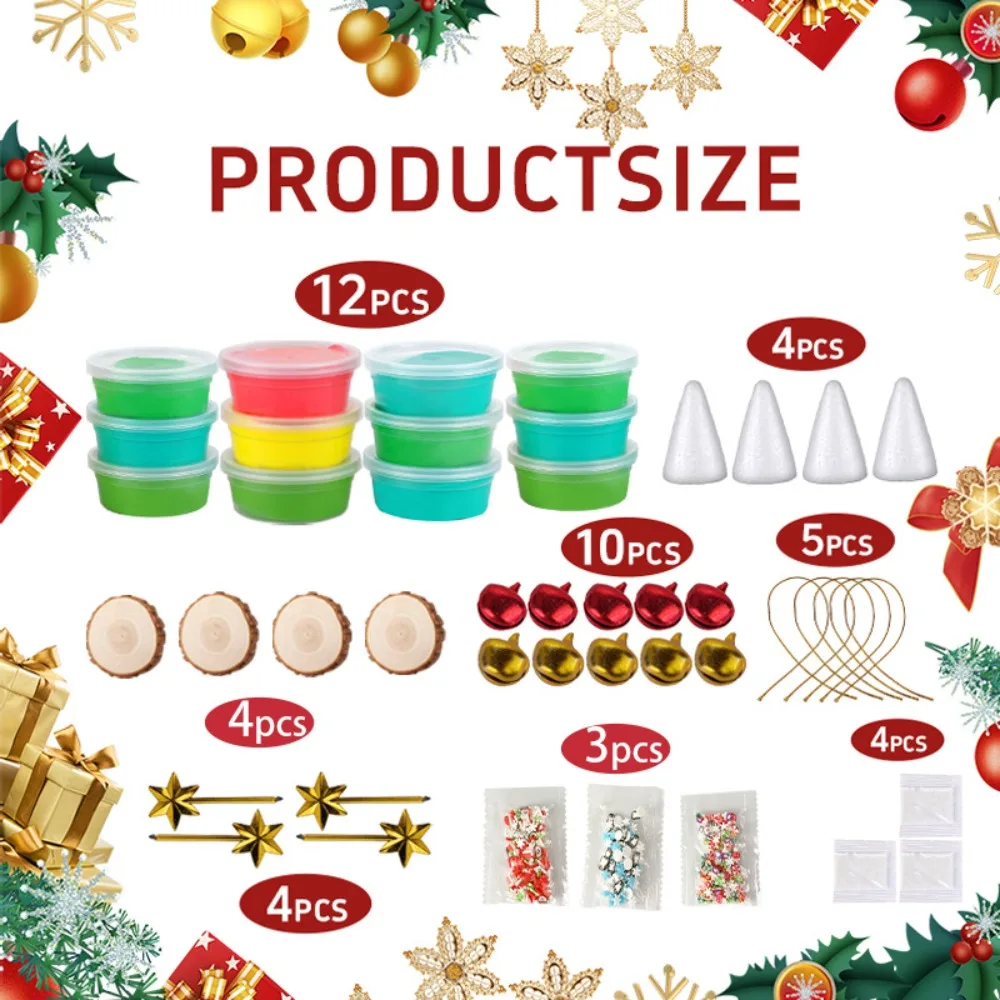 Set di artigianato per alberi di Natale Kit di argilla asciutta all'aria per bambini Set di argilla da modellare fai-da-te Imbottiture per calze di Natale per decorazioni per feste