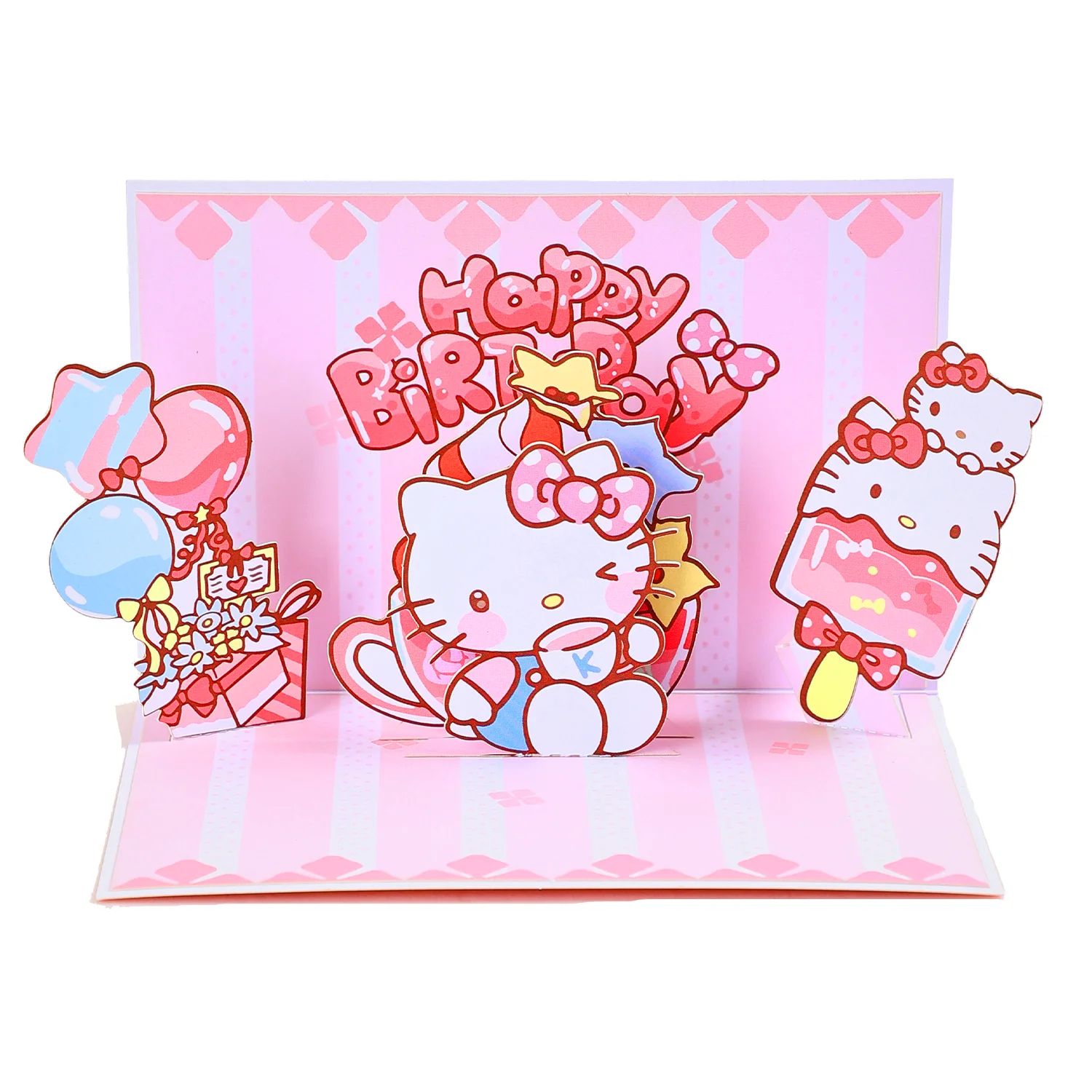 HelloKitty Birthday Greeting Cards Creative Hello Kitty Cartoon Birthday Gifts Message Cards Happy Birthday Cards With Envelope