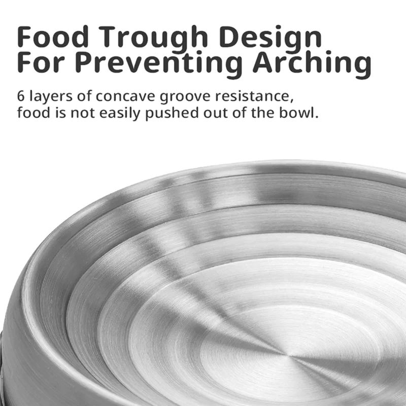 THIVN-وعاء قطط من الفولاذ المقاوم للصدأ وعاء مموج وعاء طعام للقطط وعاء طعام مع واقي شعيرات مضاد للانزلاق والخريف وعاء للحيوانات الأليفة