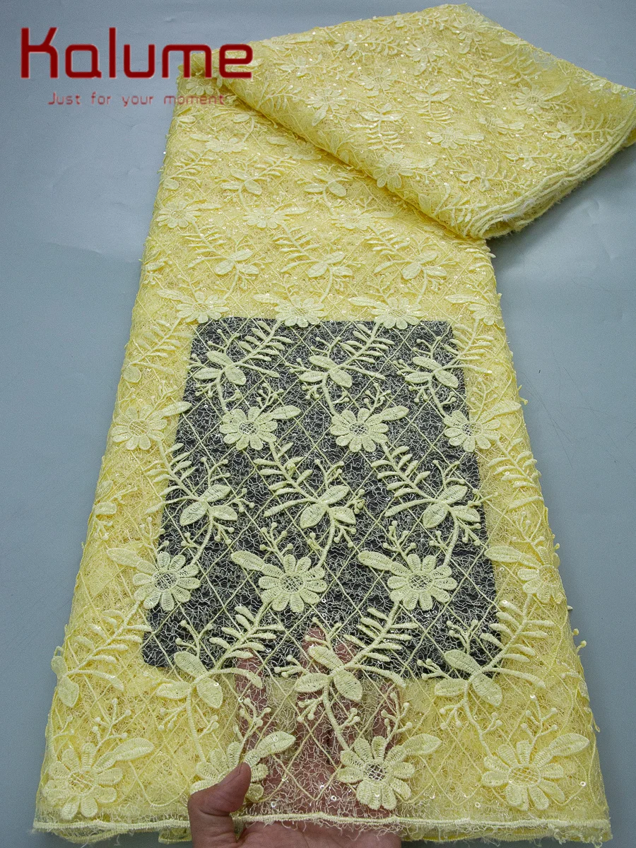 

Африканское кружево Kalume 2026: высококачественная свадебная ткань с пайетками и вышивкой, тюлевая сетчатая ткань для Нигерии