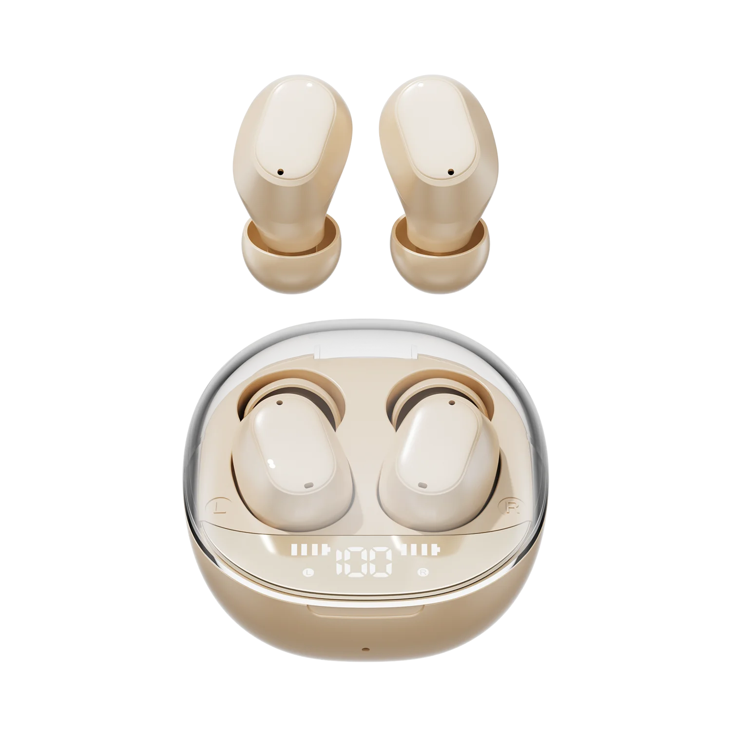 

TWS Bluetooth Earbuds Transparent LED, ANC Noise Cancelling, HiFi Stereo, Long Battery IPX5 Waterproof Sports Earbuds