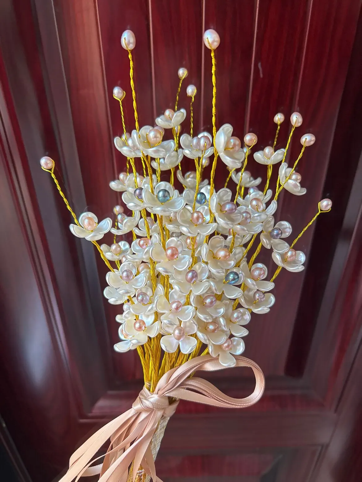 Handmade Recommended Natural Freshwater Pearl Handcrafted Pearl Bouquet Decorative Ornament For Home Worship Decoration