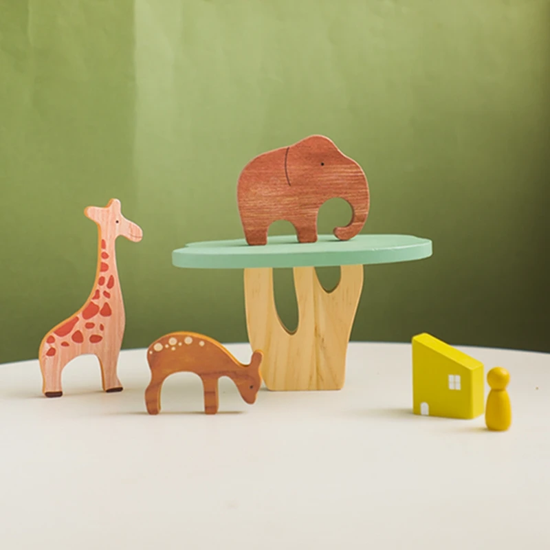 Wald Bausteine Holz Montessori Spielzeug Kreative 3D Puzzle Szene Platzierung Spiel Baby Balance Spielzeug Zimmer Dekoration Baby Geschenk – Detail 7