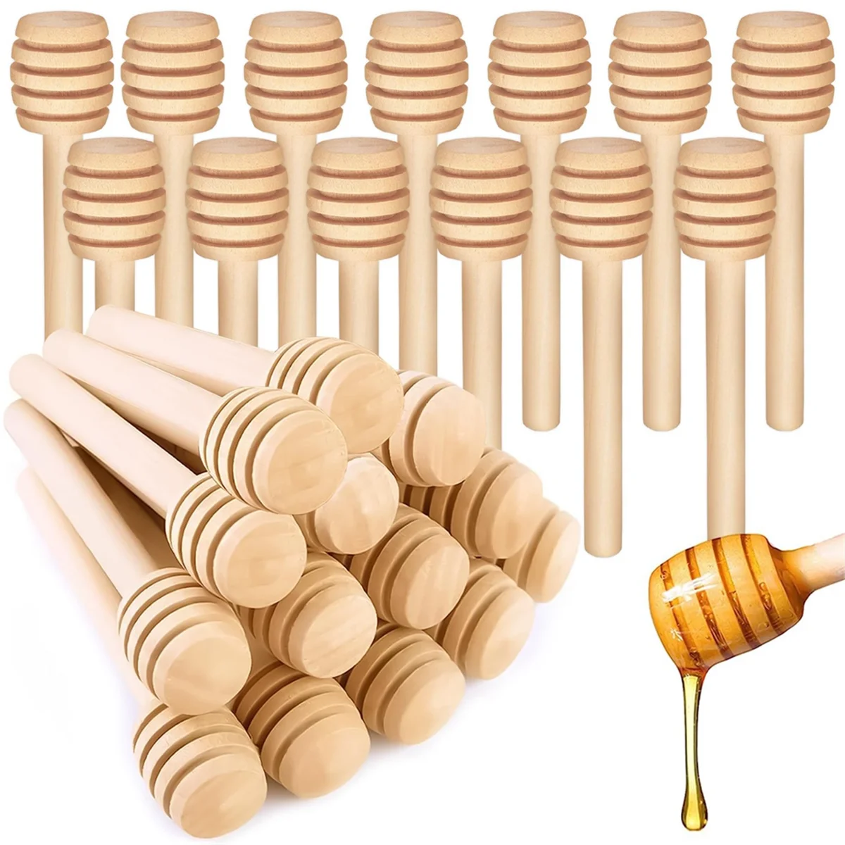 A89E-40Pcs Honey Dipper Sticks -3.15Inch Mini Wooden Honeycomb Sticks, Honey Stirrer Stick for Honey Jar Dispense Honey