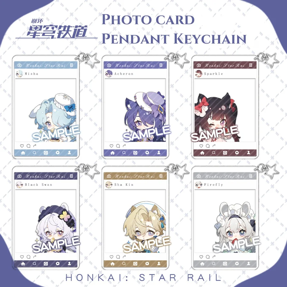 

Honkai: Star Rail New Keychain Sunday Cute Cartoon Anime Group Photo Transparent Card Pendant Keyring Backpack Jewelry Gift