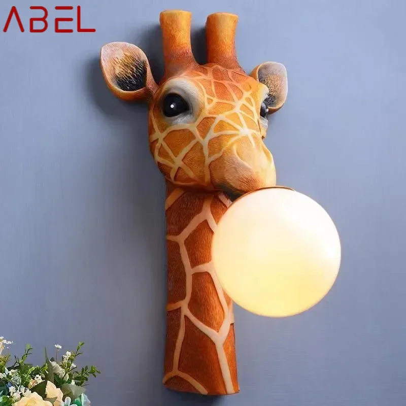 ABEL Contemporary Indoor Wall Lamp LED Creative Cartoon Giraffe Resin Sconce Light For Home Children's Bedroom Corridor