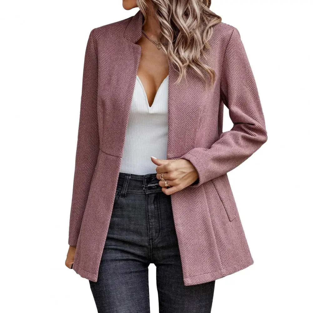 

Women with Shawl Collar Fashionable Women's Woolen Elegant Office Autumn/winter with Notched Neckline Long Sleeve Blazer Jackets