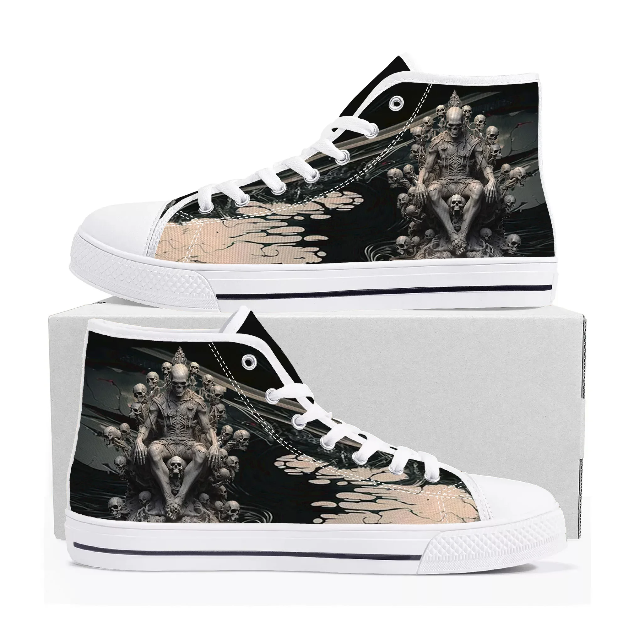 SKull PAisley Gothic Goth Punk High Top Sneakers Mens Womens Teenager Canvas Sneaker Casual Custom Made Shoes Customize Shoe