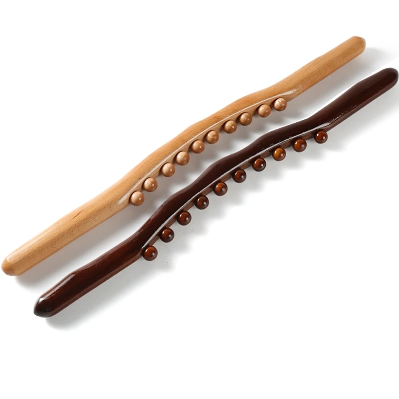

Wooden Massage Stick with Beads Handheld Massage Stick Wood Therapy Tools for Neck and Back Pain Stomach Body Shaping Anticell