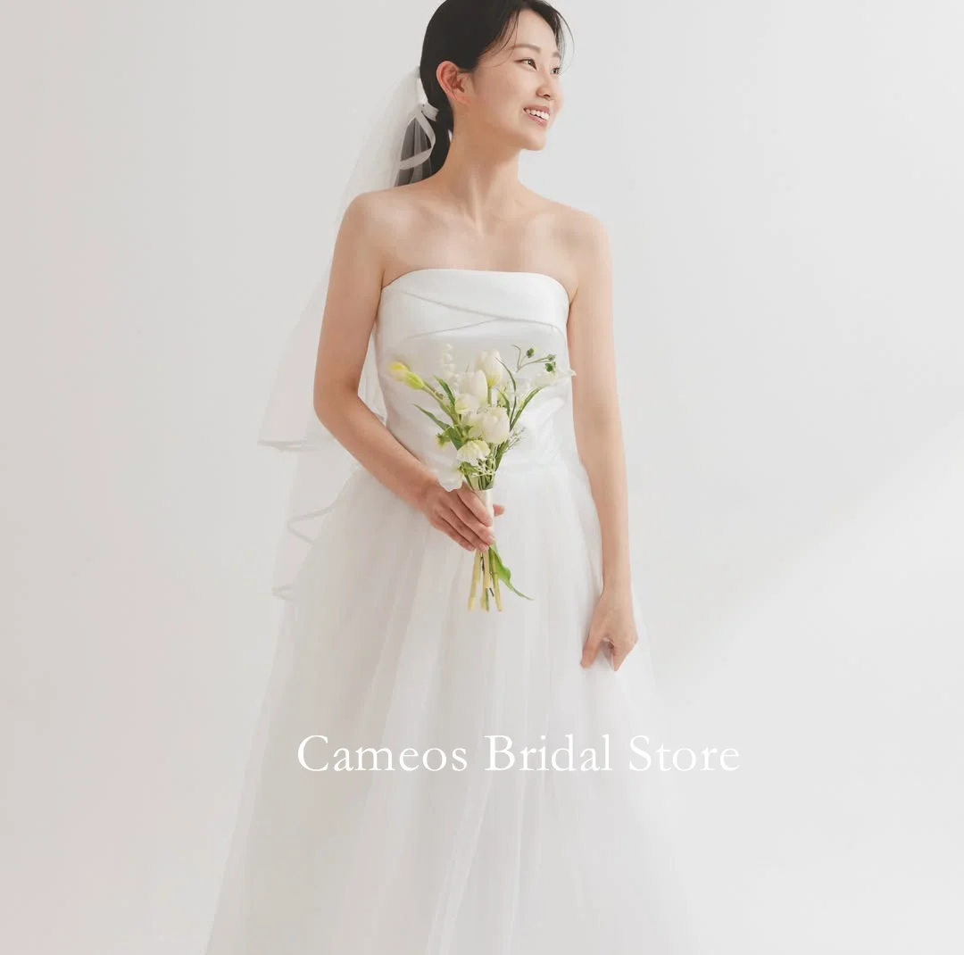 

SONDR Customized Strapless Wedding Dresses Sleeveless Corset Off-Shoulder Korea Tulle A-Line Brides Gowns Women Bridal Dresses