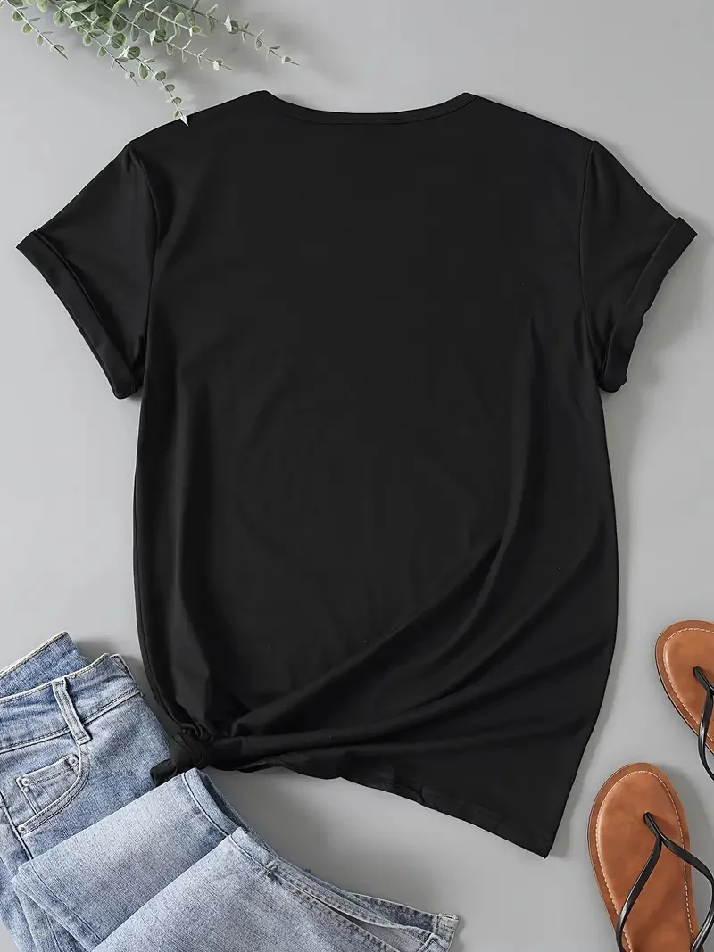 Women's Casual Sports T-shirt Top, Brooklyn New York Print Stretchy Round Neck Breathable Fabric Short Sleeve Fitness Tee Top