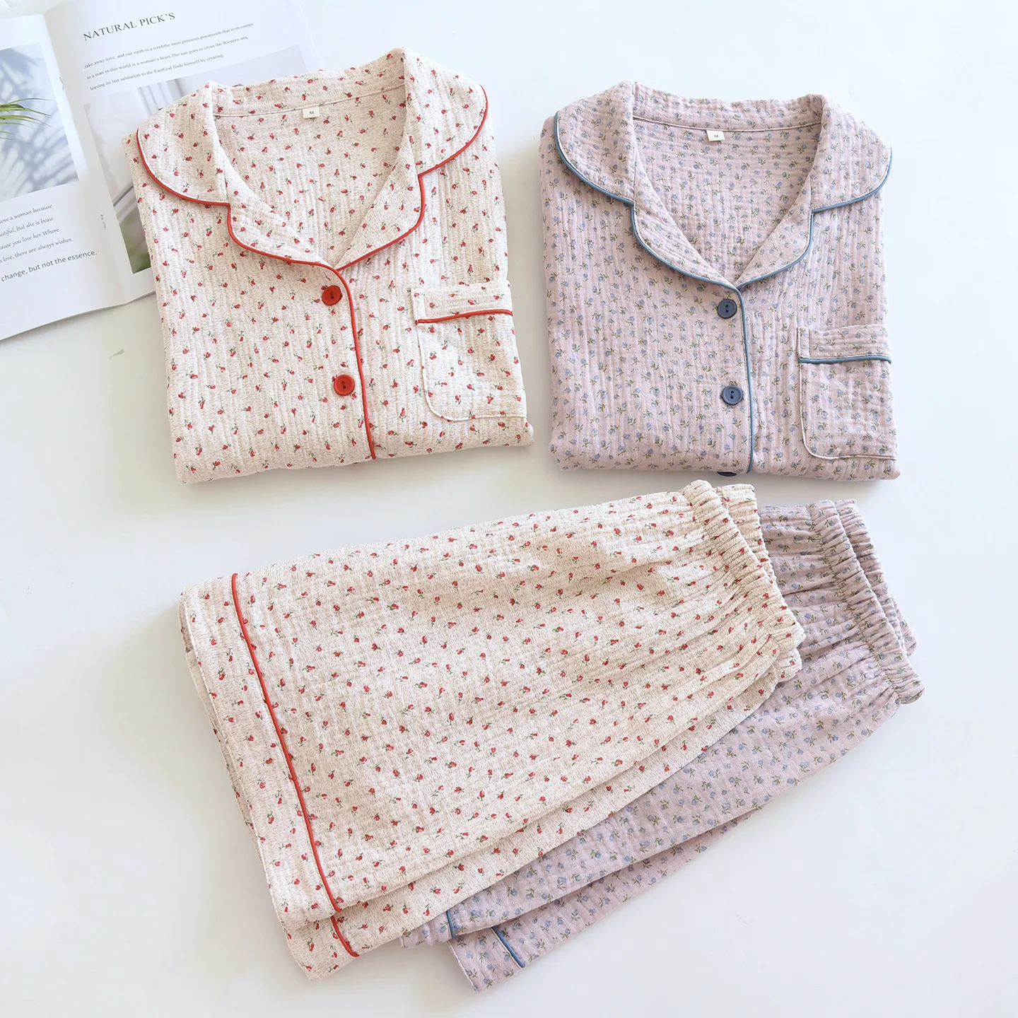 

Женская пижама из 100% хлопка, летняя, с коротким рукавом, комплект из двух предметов, ночная одежда для женщин