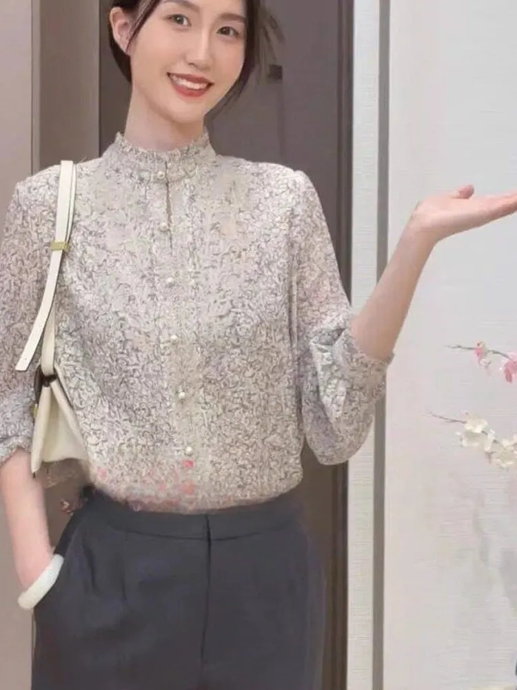 

DZVASS Spring 2025 Embroidered Print irt Vintage Sle Mid-Waist Long Sve Floral Evening Gown for Women