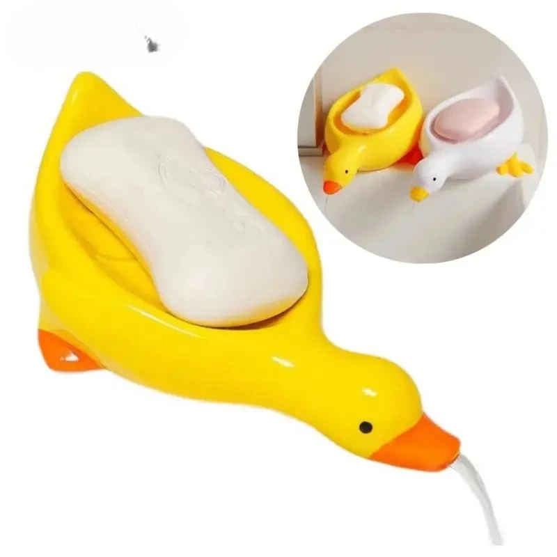 

Yellow Duck Shape Soap Box Cartoon Soap Dish Drainable Soap Holder Cute Duck Shape Soap Container Soap Tray Bathroom Accessories