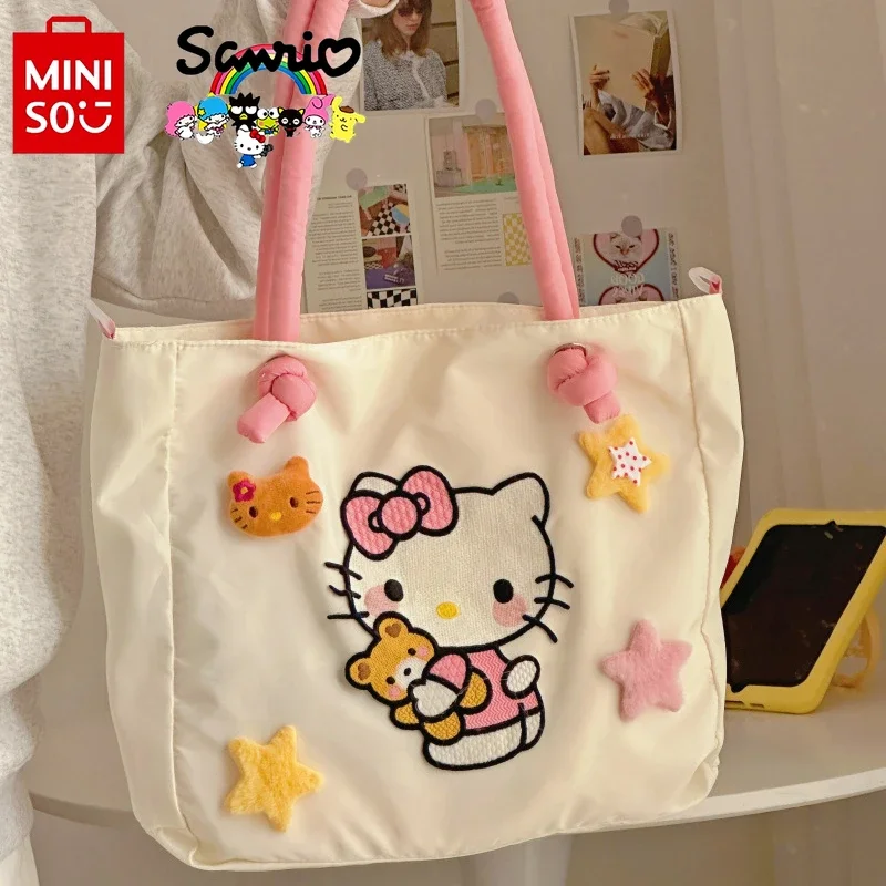 

MINISO HelloKitty New Women's Handbag Fashionable High Quality Women's Shoulder Bag Cartoon Lightweight Women's Shopping Bag