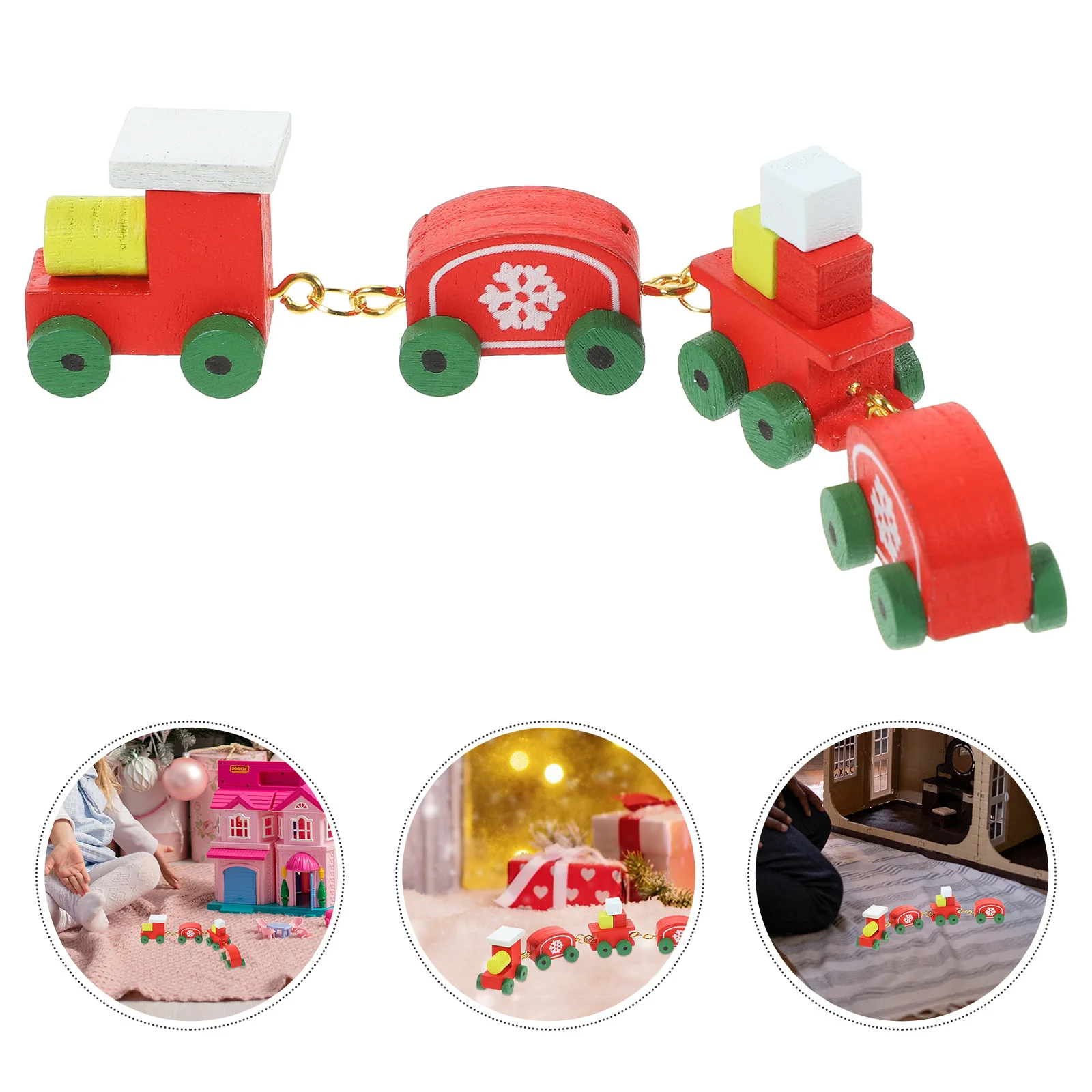 

Christmas Decorations Mini Train Trees Miniature Models Felt Kids Toys Wooden Toddler