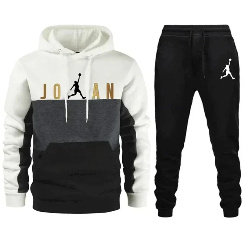 Spring Autumn Men Tracksuits Sets Long Sleeve Hoodie+Jogging Trousers 2 Piece Fitness Running Suits Sportswear Casual Clothing