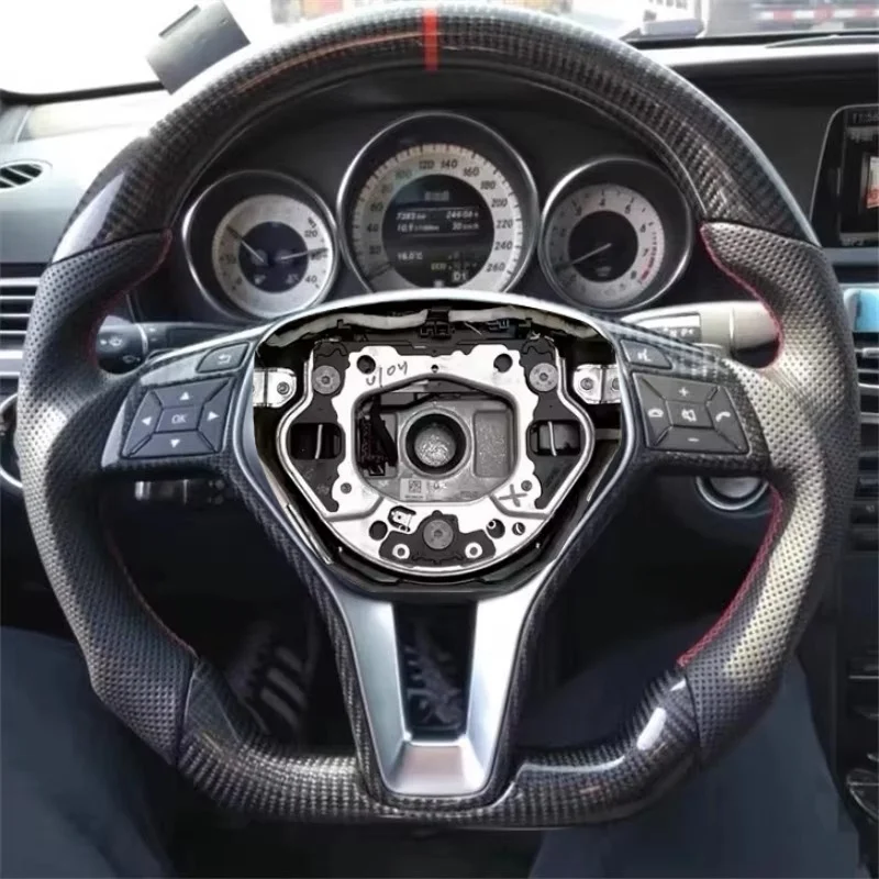Real Carbon Fiber Leather Steering Wheel for Mercedes-benz GLC GLE450 C63 C450 E63 W176 W204 W205 W213 W218 A250 AMG GLK 207 4