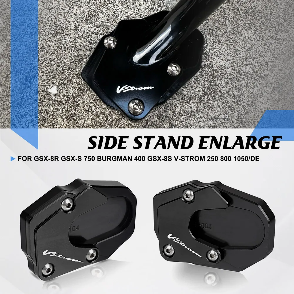 

FOR SUZUKI GSX-8R GSX-S 750 Burgman 400 GSX-8S V-Strom 250 800 1050/DE CNC Kickstand Foot Side Stand Extension Pad Support Plate