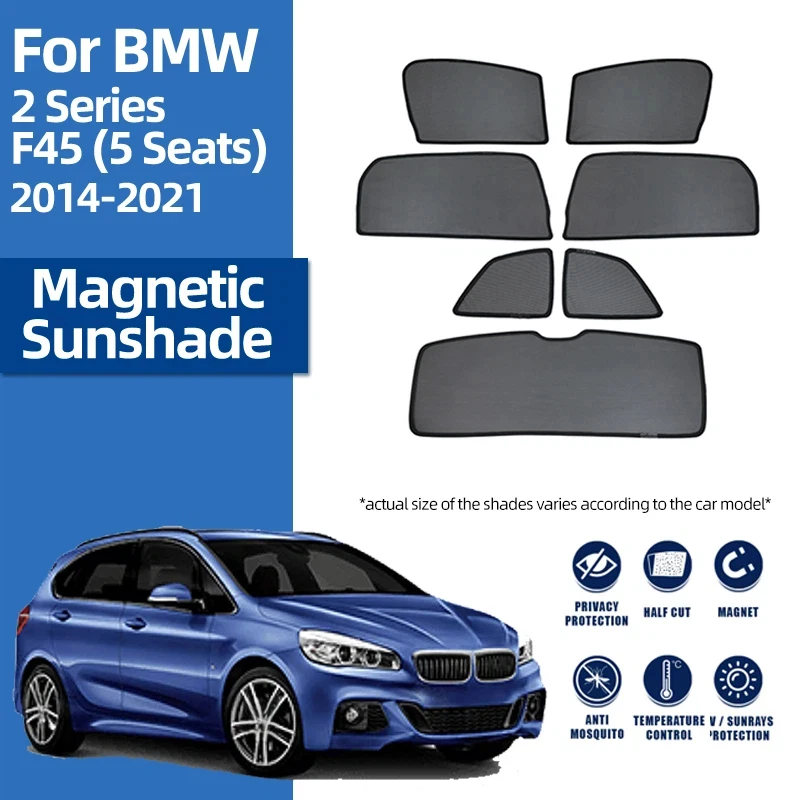 For BMW 2 Series Active Tourer F45 2014-2021 Car Magnetic Sunshade Front Windshield Curtain Rear Side Window Sun Shade Visor