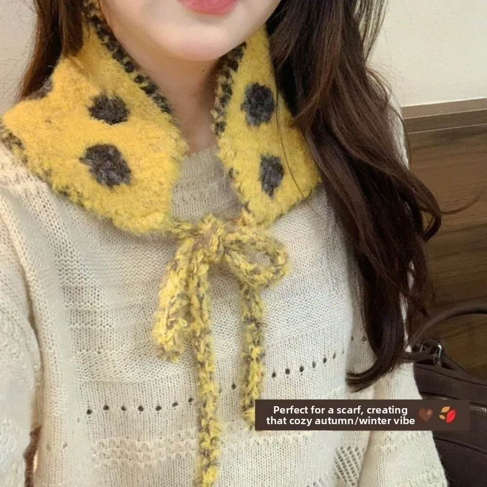 Thicken Polka Dot Earmuffs Solid Color Double Side Knitted Ear Warmer Hat Scarf Keep Warm Wool Strappy Earmuffs Girls