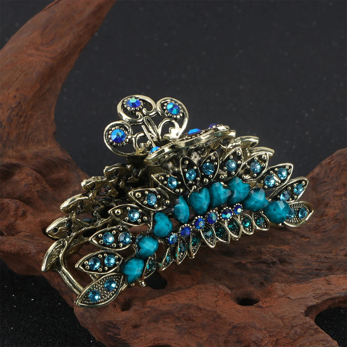 

1pc Retro Hair Brown Rhinestone Grip Jaw Clip Stylish Ponytail Catch Clip For Girls Women Fashion Hair Accessories